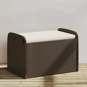 vidaXL Banco de arrumação com almofadão 80x51x52 cm vime PE castanho