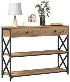 Mesa de Console vidaXL Carvalho Artesanal 100x28x75 cm Madeira Engenhe
