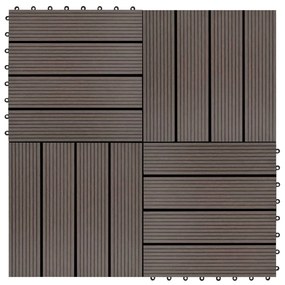vidaXL Ladrilhos de pavimento 22 pcs WPC 2m² 30x30 cm castanho-escuro