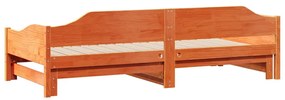 Sofá-cama com gavetão 80x200 cm madeira de pinho castanho cera