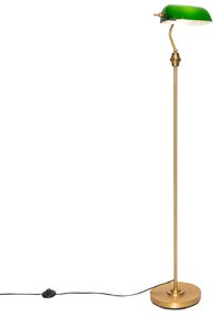 Candeeiro de pé clássico bronze com vidro verde - Banker