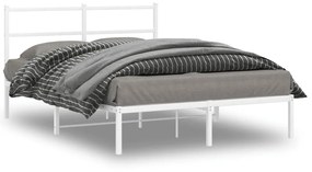 Estrutura de cama com cabeceira 140x190 cm metal branco