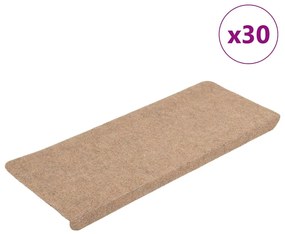 Tapetes de escada adesivos 30 pcs 65x24,5x3,5 cm bege