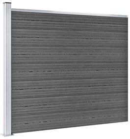 Conjunto painel de cerca 699x146 cm WPC preto