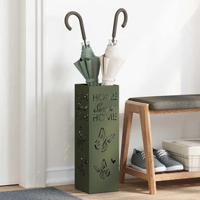 vidaXL Suporte de Guarda-Sol Verde-azeitona 15.5 x 15.5 x 49 cm Aço