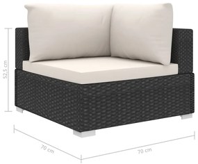 9 pcs conjunto lounge de jardim c/ almofadões vime PE preto