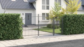 vidaXL Portão de Jardim com Topo em Ponta de Lança Cinza 175x400 cm Aço