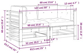 Sofás de canto com almofadões 2 pcs pinho impregnado
