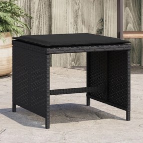 vidaXL Bancos de jardim com almofadões 4 pcs 41x41x36 cm vime PE preto