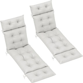 Outsunny Conjunto de 2 almofadas para espreguiçadeira almofada para banho de sol espesso, confortável - 6 tiras, 190 x 56 x 10 cm, cinza claro | Aosom Portugal