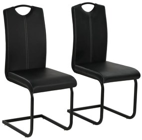 vidaXL Cadeiras de jantar cantilever 2 pcs couro artificial preto