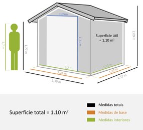 Abrigo de Jardim 3m² 152x235,7x208,7 cm com 2 Portas de Correr e 4 Janelas de Ventilação Madeira e Castanho