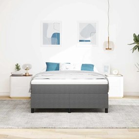 Cama Box com Colchão Cinza Claro, 160 x 200 cm, tecido corduroy.