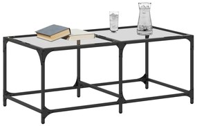 Mesa de centro c/ topo em vidro transparente 98,5x50x40 cm aço