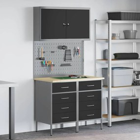 vidaXL Bancada de trabalho 5 pcs Preto 100 x 55 x 200 cm Aço