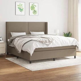 vidaXL Cama com molas/colchão 180x200 cm tecido castanho-acinzentado