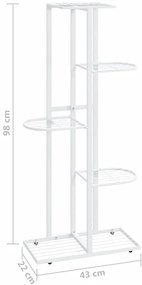 Suporte de vasos c/ 5 prateleiras 43x22x98 cm metal branco