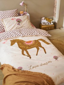 Conjunto capa de edredon + fronha de almofada, com algodão reciclado, ARIZONA DREAM branco estampado