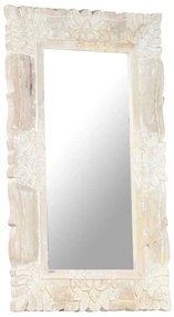 Espelho 80x50 cm madeira de mangueira maciça branco