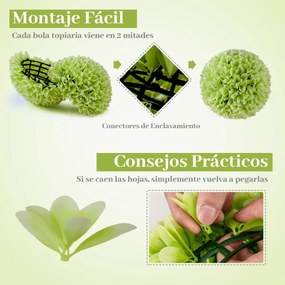 Conjunto de 2 bolas de plantas artificiais 28 CM Bolas decorativas Decoração interior e exterior com proteção solar Verde