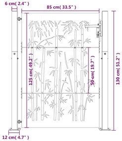 Portão de jardim 105x130 cm aço corten design bambu