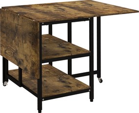 HOMCOM Mesa de jantar dobrável, mesa de jantar dobrável, design industrial, 140 cm x 80 cm x 75 cm, Castanho + Preto | Aosom Portugal
