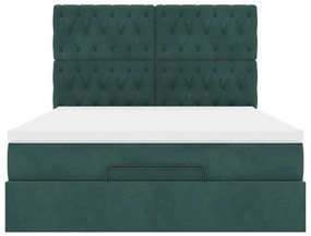 Estrutura cama otomana colchões 140x200 cm veludo verde escuro