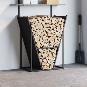 Suporte para lenha 69,5x35x81 cm aço laminado a frio preto