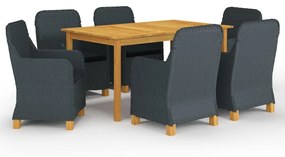 vidaXL 7 pcs conjunto de jantar para jardim cinzento-escuro