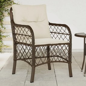 vidaXL Cadeiras de jardim com almofadões 2 pcs vime PE castanho