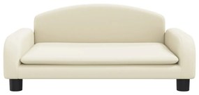 Cama para cães 70x45x30 cm couro artificial cor creme