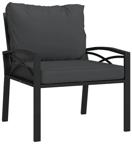 Cadeiras de jardim c/ almofadões cinzentos 2pcs 68x76x79 cm aço