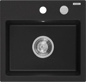 Mexen Milo lava-louça de granito de 1 cuba 435 x 410 mm, preto, sifão cromado - 6505441000-77