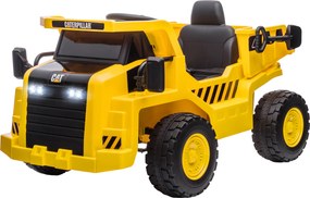 AIYAPLAY Escavadora elétrica infantil, Caminhão basculante Caterpillar, 3-5 km/h, com controle remoto, 3-6 anos, Amarelo | Aosom Portugal