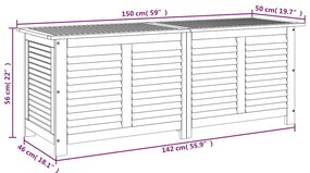 Caixa arrumação jardim c/ veneziana 150x50x56 cm acácia maciça
