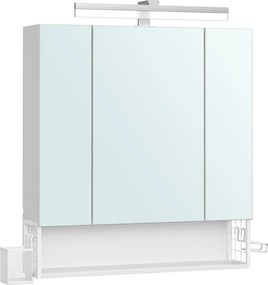 Armário de casa de banho parede com tomadas e 3 portas 16,5 x 70 x 75 cm branco
