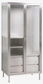 Armário 85x180 Cm Em Aço E Vidro Paoline Cinzento Escovado - Sklum