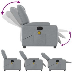 Poltrona de massagens reclinável elétrica tecido cinzento-claro