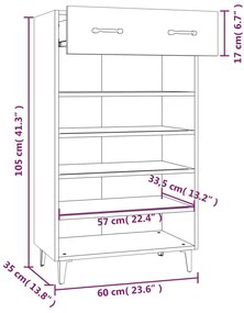 Sapateira 60x35x105 cm derivados de madeira branco