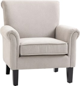 HOMCOM Poltrona Estofada em Tecido Poltrona Relax com Apoio para os Braços Assento Amovível e Lavável Pés de Madeira 79x78x87cm Cinza | Aosom Portugal