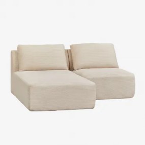 Sofá Modular Chaise Longue Esquerdo De 2 Peças Em Veludo Embalado A Vácuo Temple Bombazina Bege Linho - Sklum