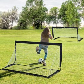 Balizas de Futebol Dobráveis para Crianças e Adultos com Saco de Transporte para Exterior Treino 183x90x90 cm Preto