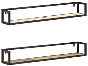 Prateleiras de parede 2 pcs 120 cm madeira recuperada maciça