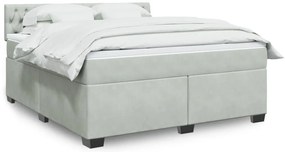 vidaXL Cama com molas/colchão 180x200 cm veludo cinzento-claro