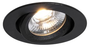 Foco embutido preto inclinável 8,2cm com LED regulável até IP54 Ultra Slim - Pupil Moderno