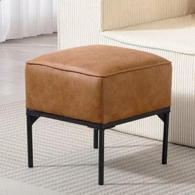 Banco Estofado em PU com Pés de Aço Acolchoado Espesso Estilo Moderno Otomana para Quarto 40x40x46 cm Castanho