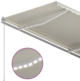 Toldo automático LED e sensor de vento 3x2,5 m cor creme