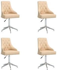 vidaXL Cadeiras de jantar giratórias 4 pcs tecido cor creme