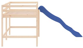 Cama alta para criança com escorrega 90x190 cm pinho maciço