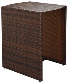 3 pcs conjunto bistrô com almofadas vime PE castanho